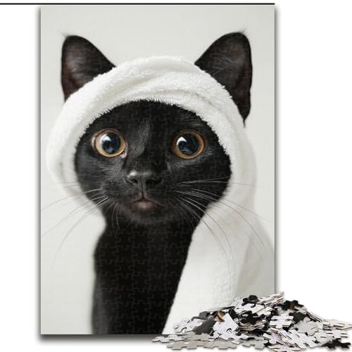 1000-teiliges Puzzle für Erwachsene, Katze mit Turban, Holzpuzzle für Erwachsene, Geburtstage, Weihnachten, Halloween, Erntedankfest, Ostern (Größe 50x75cm) von WGLINGX