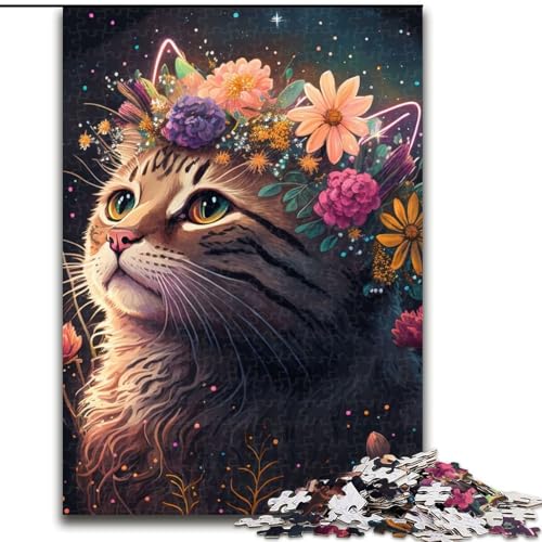 1000-teiliges Puzzle für Erwachsene, Katze und Blume, Neon-Puzzle für Erwachsene, 1000 Teile, Lernspielzeug, Größe 26x38cm 1000-teiliges Puzzle für Erwachsene, Katze und Blume, Neon-Puzzle für Erwachsene, 1000 Teile, Lernspielzeug, Größe 26x38cm von WGLINGX