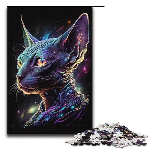1000-teiliges Puzzle für Erwachsene, Katzen-Denkspiel, Künstlersammlung, Bildende Kunst (Größe 38 x 26 cm) von WGLINGX