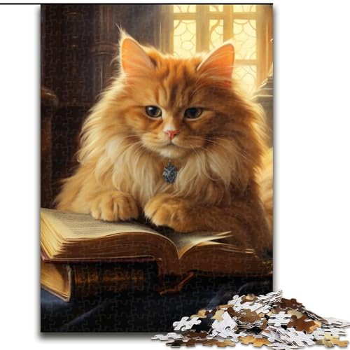 1000-teiliges Puzzle für Erwachsene, Katzen-Lesebuch, 1000-teiliges Puzzle-Geschenk, einzigartige DIY-Heimdekorations-Geschenkidee (Größe 26x38cm) von WGLINGX