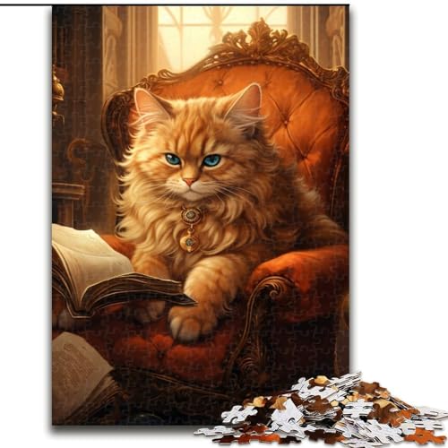1000-teiliges Puzzle für Erwachsene, Katzen-Lesebuch, Holzpuzzle, pädagogisches und unterhaltsames Indoor-Spiel für die Heimdekoration (Größe 38x26cm) von WGLINGX