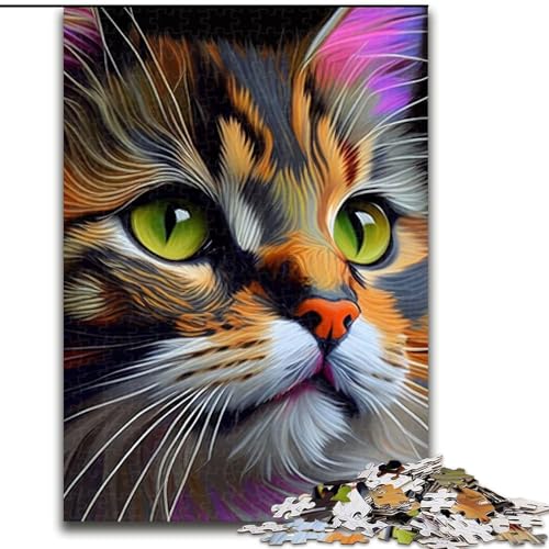 1000-teiliges Puzzle für Erwachsene, Katzen-Pop-Art-Tiergesicht, 14 Holzpuzzles, Spaß für die ganze Familie, Basteln, perfekt für Geburtstage, Feiertage, Größe 50x75cm 1000-teiliges Puzzle für Erwachsene, Katzen-Pop-Art-Tiergesicht, 14 Holzpuzzles, Spaß für die ganze Familie, Basteln, perfekt für Geburtstage, Feiertage, Größe 50x75cm von WGLINGX