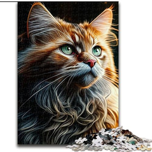1000-teiliges Puzzle für Erwachsene, Katzen-Puzzle, 1000 Teile für Erwachsene, Spielzeug, Geschenk, pädagogisch wertvoll, intellektuell, entspannend, lustiges Familienspiel, Größe 50x75cm von WGLINGX