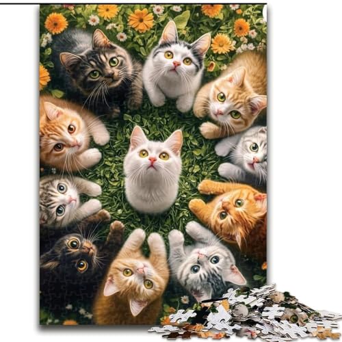 1000-teiliges Puzzle für Erwachsene, Katzen-Puzzle für Erwachsene, 1000 Teile, ideales Urlaubs- oder Geburtstagsgeschenk, Partyspiel-Spielzeug (Größe 26x38cm) von WGLINGX