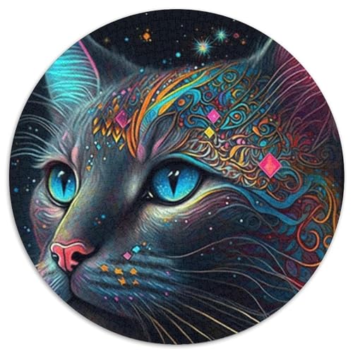 1000-teiliges Puzzle für Erwachsene, Katzen-Rundpuzzle für 1000-teiliges Denkspiel, interaktives Familienspiel, geeignet für Kinder ab 14 Jahren (67,5x67,5cm) von WGLINGX
