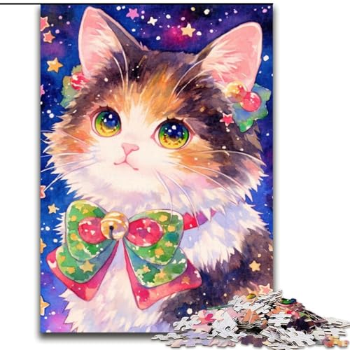 1000-teiliges Puzzle für Erwachsene, Katzen- und Blumen-Puzzle, 1000 Teile für Erwachsene, Weihnachten, Halloween, Muttertag, Neujahr, Ostergeschenk (Größe 50x75cm) von WGLINGX