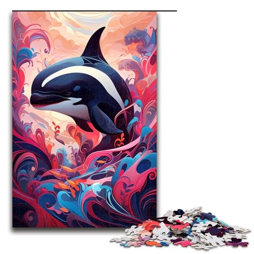 1000-teiliges Puzzle für Erwachsene, Killerwal-Puzzles für Holzpuzzles, Spielzeug, Denkspiel (Größe 50 x 75 cm) von WGLINGX