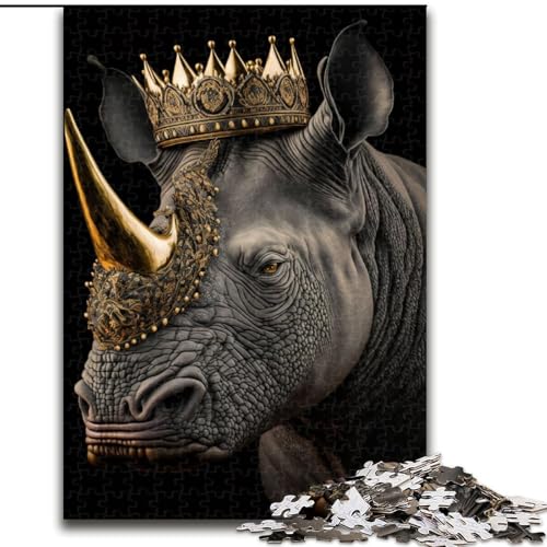 1000-teiliges Puzzle für Erwachsene, King Rhino Golden Art Deco, 1000-teiliges Puzzle, Weihnachten oder Geburtstage, Größe 50x75cm von WGLINGX