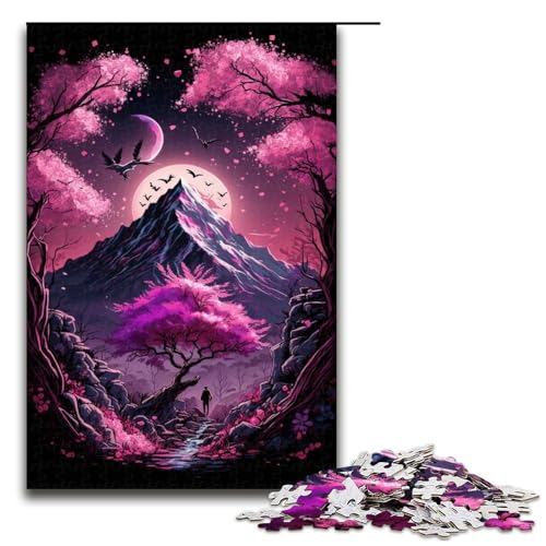 1000-teiliges Puzzle für Erwachsene, Kirschblüten-Berg-Puzzle, lustige Familienspiele, Weihnachtswunschliste mit Weihnachtsmann (Größe 50 x 75 cm) von WGLINGX