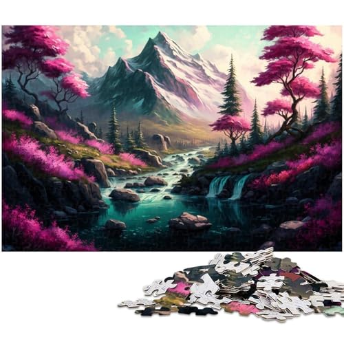 1000-teiliges Puzzle für Erwachsene, Kirschblütenbaum-Hügel-Quizspiel, geeignet als Schreibtischdekoration, Größe 50 x 75 cm von WGLINGX