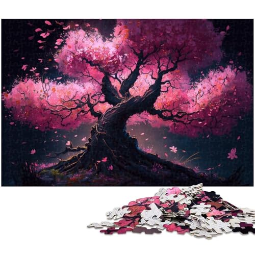 1000-teiliges Puzzle für Erwachsene, Kirschblütenbaum-Quizspiel, geeignet als Schreibtischdekoration, Größe 50 x 75 cm von WGLINGX