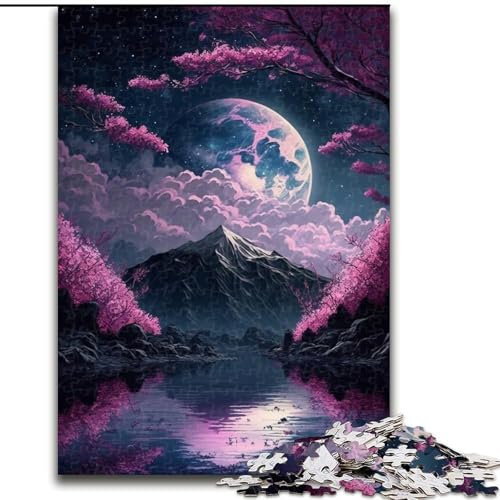 1000-teiliges Puzzle für Erwachsene, Kirschblütenberg, Holzpuzzle für Erwachsene, anspruchsvolles DIY-Denkspiel, interaktive Familienaktivität (Größe 26x38cm) von WGLINGX