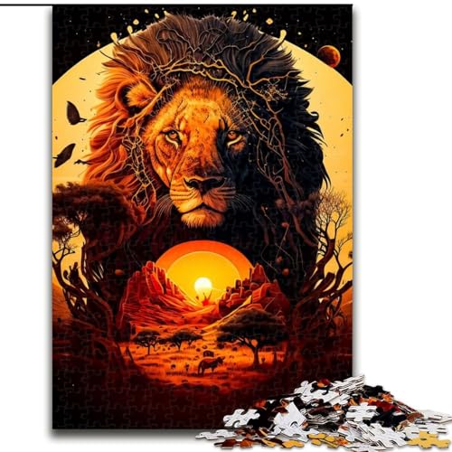 1000-teiliges Puzzle für Erwachsene, König der Löwen des Dschungels, 1000-teiliges Puzzle für Erwachsene, ideales Urlaubs- oder Geburtstagsgeschenk, Partyspiel-Spielzeug, Größe 26x38cm von WGLINGX