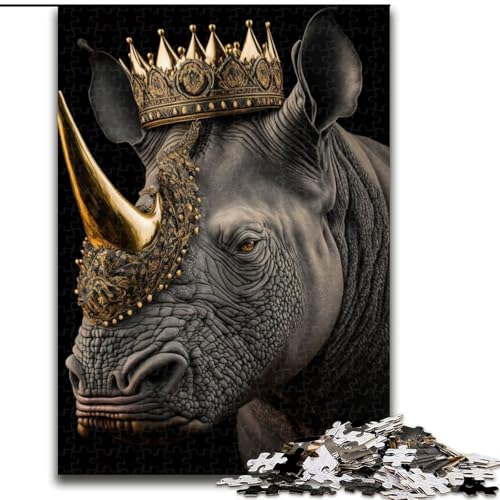 1000-teiliges Puzzle für Erwachsene, König des Nashorns, goldenes Art-Deco-Puzzle, 1000 Teile, ideales Weihnachts- oder Geburtstagsgeschenk, Partyspiel, Spielzeug, Größe 26x38cm von WGLINGX