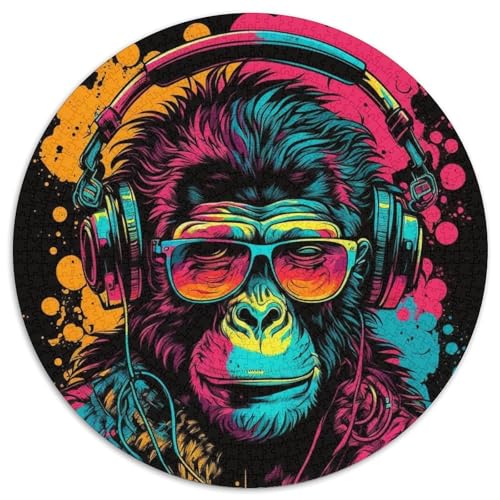 1000-teiliges Puzzle für Erwachsene, Kopfhörer, AFFE, Papppuzzle für Erwachsene zum Geburtstag, Urlaub, Weihnachten, (67,5x67,5cm) von WGLINGX