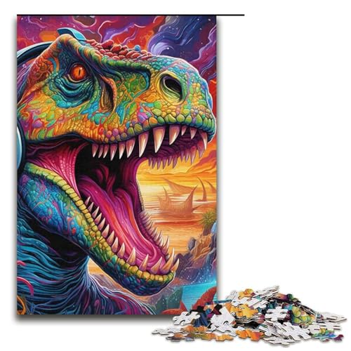 1000-teiliges Puzzle für Erwachsene, Kopfhörer, Dinosaurierspiele, Familienspiel zum Stressabbau, schwieriges Herausforderungspuzzle für Jugendliche ab 14 Jahren (Größe 38 x 26 cm) von WGLINGX