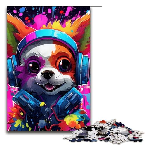 1000-teiliges Puzzle für Erwachsene, Kopfhörer, Hund, anspruchsvolles Spiel, Puzzle, Weihnachts- und Geburtstagsgeschenk für Teenager ab 14 Jahren (Größe 50 x 75 cm) von WGLINGX