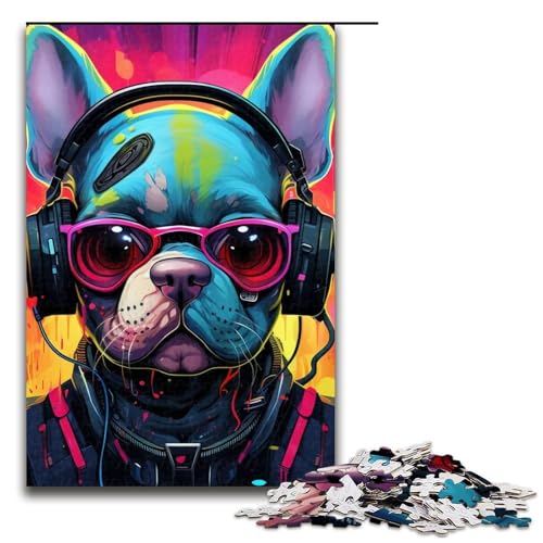1000-teiliges Puzzle für Erwachsene, Kopfhörer, Hund, anspruchsvolles Spiel, Puzzle, Weihnachts- und Geburtstagsgeschenk für Teenager ab 14 Jahren (Größe 50 x 75 cm) von WGLINGX
