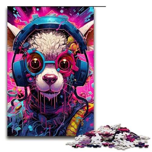 1000-teiliges Puzzle für Erwachsene, Kopfhörer, Hunde-Puzzle für Erwachsene, Holzpuzzle, Familien-Puzzlespiel (Größe 50 x 75 cm) von WGLINGX