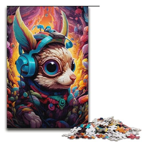 1000-teiliges Puzzle für Erwachsene, Kopfhörer-Hamster, DIY-Puzzle-Spielzeug, Weihnachts- und Geburtstagsgeschenk für Teenager ab 14 Jahren (Größe 38 x 26 cm) von WGLINGX