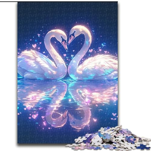 1000-teiliges Puzzle für Erwachsene, Kristallschwanenpaar, Holzpuzzle für Erwachsene, Geburtstage, Weihnachten, Halloween, Erntedankfest, Ostern (Größe 50x75cm) von WGLINGX