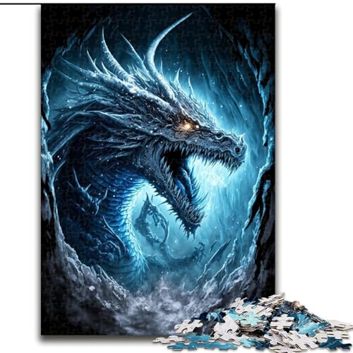 1000-teiliges Puzzle für Erwachsene, Kunst-Eisdrache, Holzpuzzle, anspruchsvolles Denkspiel für Teenager, Spaß für den Familienspieleabend (Größe 50x75cm) von WGLINGX