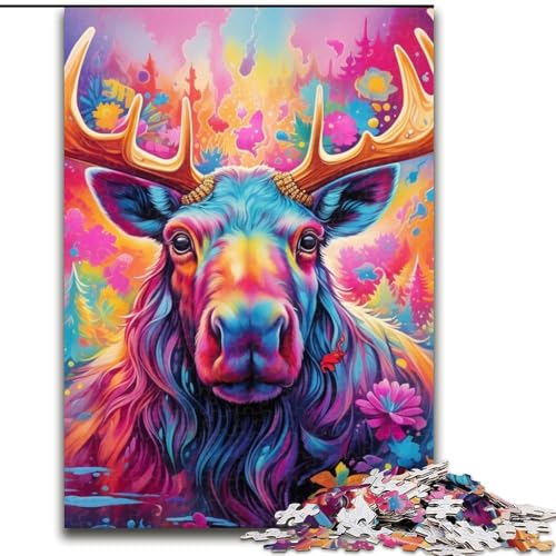 1000-teiliges Puzzle für Erwachsene, Kunst-Elch-Puzzle, 1000 Teile für Erwachsene, Familienspaß zum Basteln, perfekt für Geburtstage, Feiertage (Größe 26x38cm) von WGLINGX