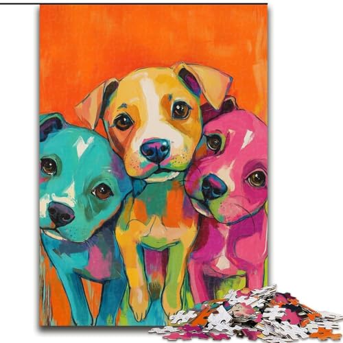 1000-teiliges Puzzle für Erwachsene, Kunst-Hunde-Puzzles für 1000-teiliges Denkspiel für Teenager, Familienspieleabend (Größe 26x38cm) von WGLINGX