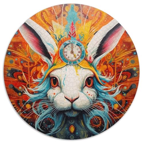 1000-teiliges Puzzle für Erwachsene, Kunst-Kaninchen, runde Papppuzzles, interaktives Familienspiel, Denksportaufgabe, Geschenk, Lernspielzeug (67,5 x 67,5 cm) von WGLINGX