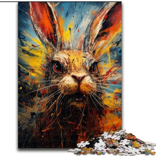 1000-teiliges Puzzle für Erwachsene, Kunst-Kaninchen-Puzzle, 1000 Teile für Erwachsene, Familienspaß, Basteln, perfekt für Geburtstage, Feiertage (Größe 26x38cm) von WGLINGX