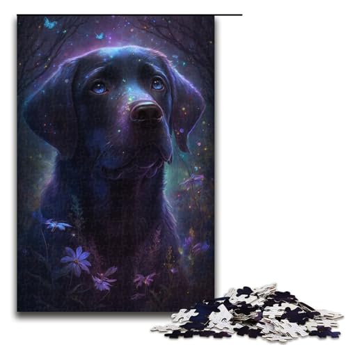 1000-teiliges Puzzle für Erwachsene, Labrador-Blumen-Galaxie-Puzzles für Holzpuzzles, Spielzeug, Denkspiel (Größe 50 x 75 cm) von WGLINGX