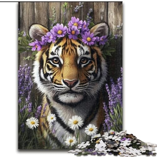 1000-teiliges Puzzle für Erwachsene, Lavendel-Tiger-Puzzle, 1000-teiliges Puzzle, Familienaktivitätsspiel für Teenager, anspruchsvolles Denkspiel (Größe 26x38cm) von WGLINGX