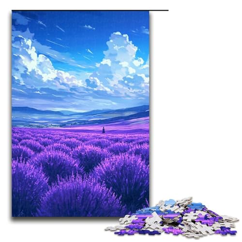 1000-teiliges Puzzle für Erwachsene, Lavendelgarten, Puzzles für Holzpuzzles, Spielzeug, Denkspiel (Größe 50 x 75 cm) von WGLINGX