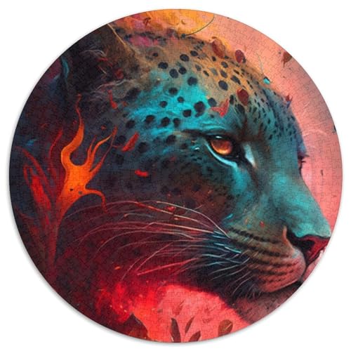 1000-teiliges Puzzle für Erwachsene, Leoparden-Rundpuzzle für 1000-teiliges Denkspiel, interaktives Familienspiel, geeignet für Kinder ab 14 Jahren (67,5x67,5cm) von WGLINGX
