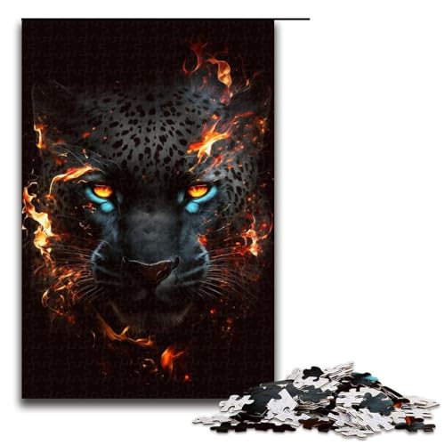 1000-teiliges Puzzle für Erwachsene, Leoparden-Schwarz, Puzzles für Holzpuzzles, Spielzeug, Denkspiel (Größe 50 x 75 cm) von WGLINGX
