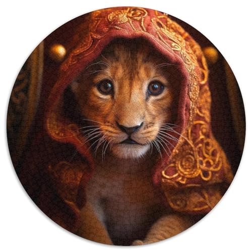 1000-teiliges Puzzle für Erwachsene, Löwe, rund, Kartonpuzzle, interaktives Familienspiel, Denksportaufgabe, Geschenk, Lernspielzeug (67,5 x 67,5 cm) von WGLINGX
