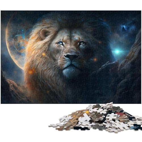 1000-teiliges Puzzle für Erwachsene, Löwen-Puzzle, Lernspiel, Herausforderung, Spielzeug, Kunstwerk, Geschenk (Größe 50 x 75 cm) von WGLINGX