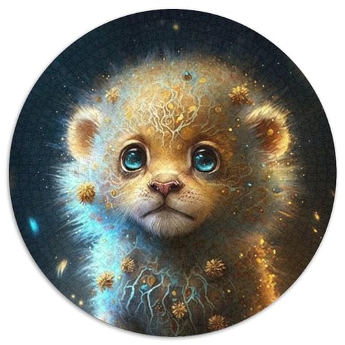 1000-teiliges Puzzle für Erwachsene, Löwenbaby, runde Puzzles für 1000-teiliges Denkspiel, interaktives Familienspiel, geeignet für Kinder ab 14 Jahren (67,5x67,5cm) von WGLINGX