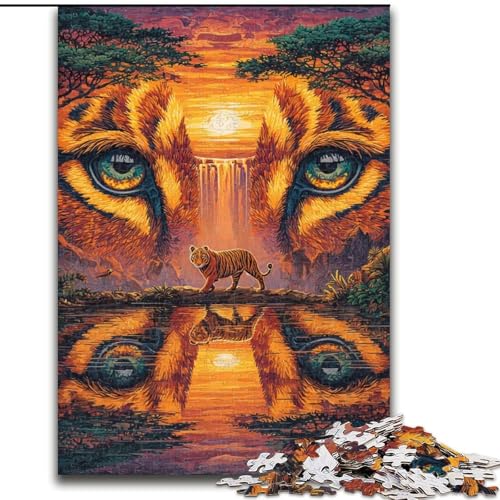 1000-teiliges Puzzle für Erwachsene, Löwengesicht, 1000-teiliges Puzzle, Geburtstage, Weihnachten, Halloween, Erntedankfest, Ostern (Größe 50x75cm) von WGLINGX