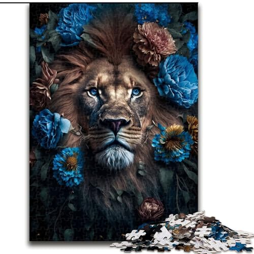 1000-teiliges Puzzle für Erwachsene, Löwenkunst mit Blumen, Holzpuzzle, Weihnachten oder Geburtstage, Größe 26x38cm 1000-teiliges Puzzle für Erwachsene, Löwenkunst mit Blumen, Holzpuzzle, Weihnachten oder Geburtstage, Größe 26x38cm von WGLINGX