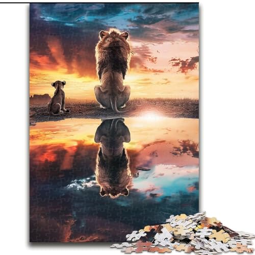 1000-teiliges Puzzle für Erwachsene, Löwenreflexionspuzzle, 1000-teiliges Puzzle, pädagogisches und unterhaltsames Indoor-Spiel für die Heimdekoration (Größe 50x75cm) von WGLINGX