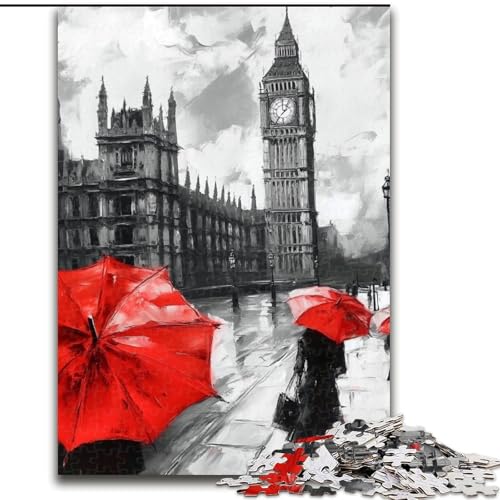 1000-teiliges Puzzle für Erwachsene, Londoner Straßenszene, Puzzle für Erwachsene, pädagogisches und unterhaltsames Indoor-Spiel zur Heimdekoration (Größe 50x75cm) von WGLINGX