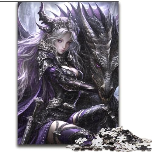 1000-teiliges Puzzle für Erwachsene, Mädchen und Drachenritter, 1000-teiliges Puzzle, pädagogisches und unterhaltsames Indoor-Spiel für die Heimdekoration (Größe 50x75cm) von WGLINGX