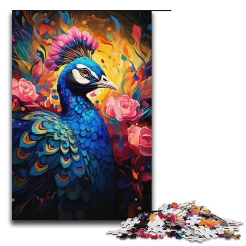 1000-teiliges Puzzle für Erwachsene, Malen, bunter Pfau, Spielzeug, Lernspiele, Stressabbau, Analyse und Logik (Größe 38 x 26 cm) von WGLINGX