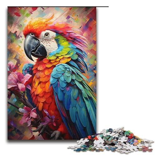 1000-teiliges Puzzle für Erwachsene, Malen, buntes Papageien-Puzzle, Lernpuzzle, Familienspiel, perfekte Dekoration (Größe 38 x 26 cm) von WGLINGX