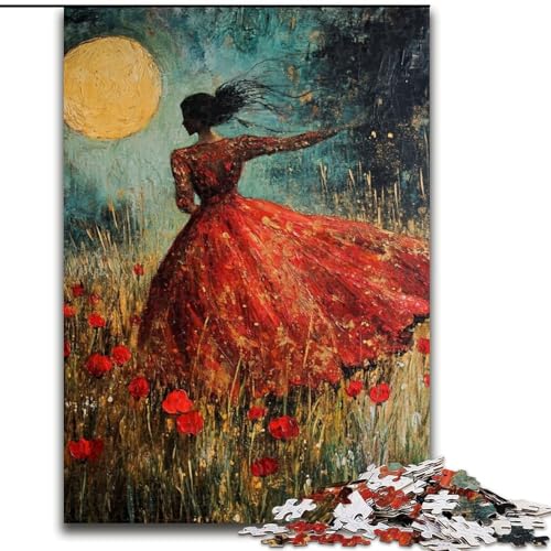 1000-teiliges Puzzle für Erwachsene, Mohnmädchen-Puzzles 1000 Teile für Erwachsene, Weihnachten, Halloween, Muttertag, Neujahr, Ostergeschenk (Größe 50x75cm) von WGLINGX
