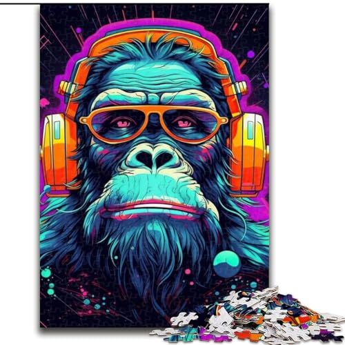 1000-teiliges Puzzle für Erwachsene, Monkey DJ Music, 1000 Teile, anspruchsvolles Denkspiel für Teenager, perfekt als Heimdekoration oder Geschenk, Größe 26x38cm von WGLINGX