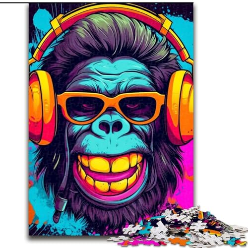1000-teiliges Puzzle für Erwachsene, Monkey DJ Music, Holzpuzzle, Weihnachten oder Geburtstage, Größe 26x38cm 1000-teiliges Puzzle für Erwachsene, Monkey DJ Music, Holzpuzzle, Weihnachten oder Geburtstage, Größe 26x38cm von WGLINGX