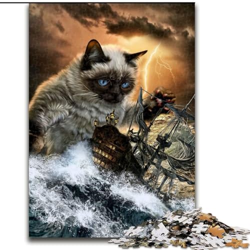 1000-teiliges Puzzle für Erwachsene, Monster, Titan, Katze, Kraken, Holzpuzzle für Erwachsene, Familieninteraktion und lustiges Geschenk, lebendiges abstraktes Design (Größe 50x75cm) von WGLINGX