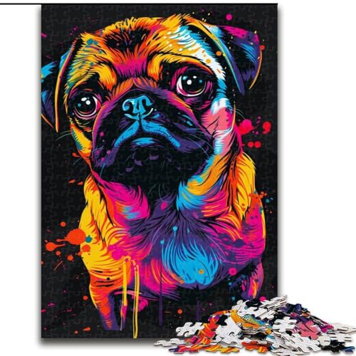 1000-teiliges Puzzle für Erwachsene, Mops-Kunst-Puzzle für Erwachsene, 1000 Teile, ideal als Dekoration für Zuhause und Büro, Geburtstag (Größe 50x75cm) von WGLINGX